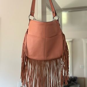New W/Out Tags Aimee Kestenberg Beach Babe Fringe Hobo in Pink Peach